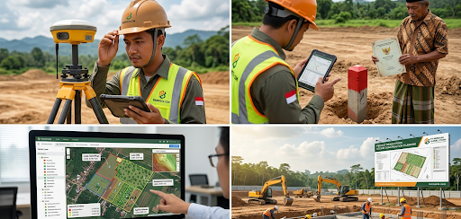 Jasa pemetaan lahan dan survei kadastral profesional menggunakan teknologi GPS RTK dan integrasi GIS